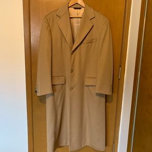 Burberry Men’s Camel Long Cashmere Coat Size Medium